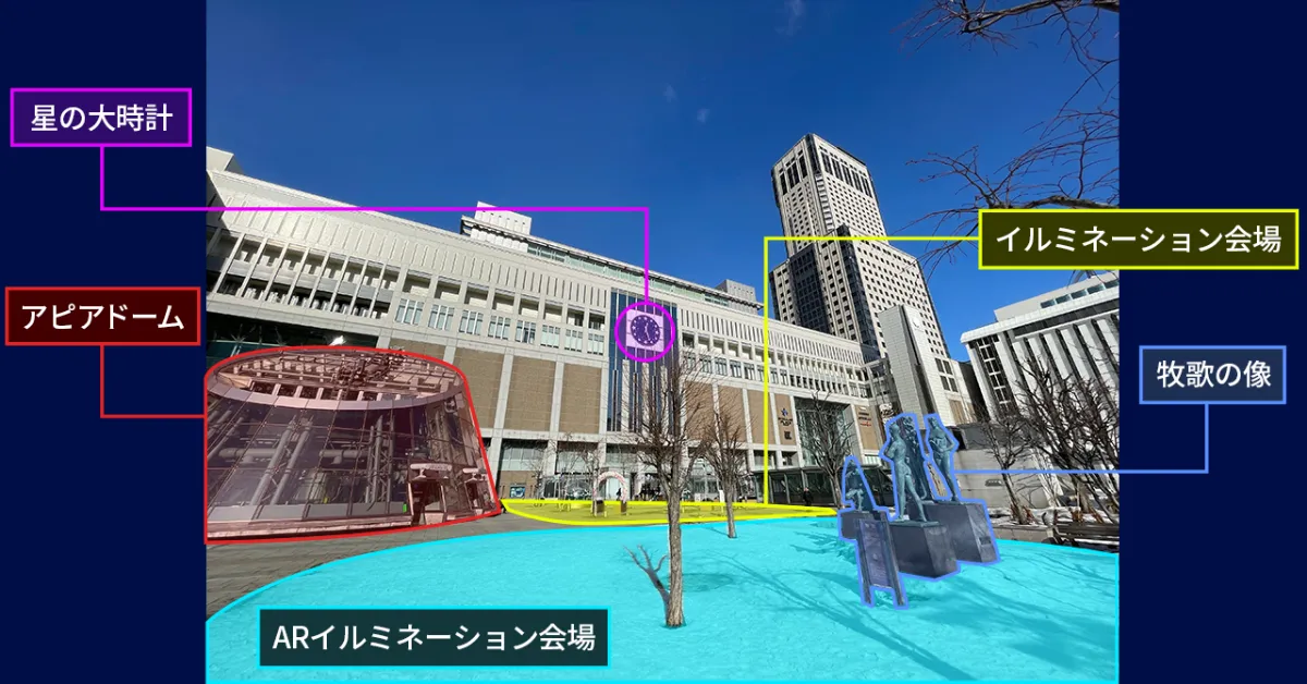 雪ミク ARイルミネーションの位置の図
